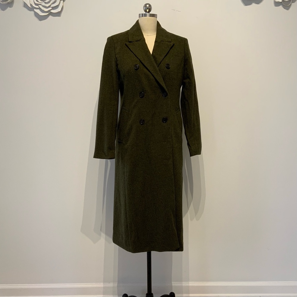 Banana Republic Herringbone Olive Coat